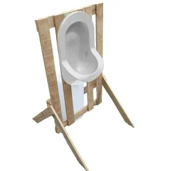 Urinoir d'extérieur en palette - Epuré - Blanc - Design bohème - Réservoir 25 litres