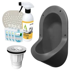 Urinoir sans eau encastrable TI'PI gris + kit valve parachute + pack entretien