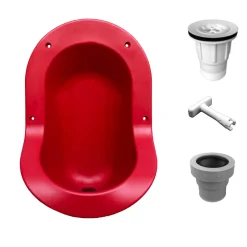 Urinoir sans eau encastrable Ti'Pi avec kit valve parachute et manchon droit - Polyéthylène - Rouge