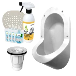 Urinoir sans eau encastrable TI'PI blanc + kit valve parachute + pack entretien