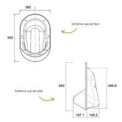 Urinoir sans eau encastrable TI'PI vert + kit valve parachute + pack entretien