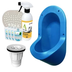 Urinoir sans eau encastrable TI'PI bleu + kit valve parachute + pack entretien