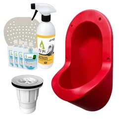 Urinoir sans eau encastrable TI'PI rouge + kit valve parachute + pack entretien