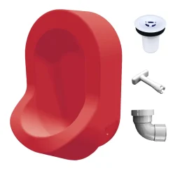 Urinoir sans eau mural Ti'Pi avec kit valve et manchon droit - Polyéthylène - Rouge