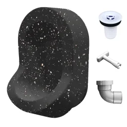 Urinoir sans eau mural Ti'Pi avec kit valve et manchon droit - Polyéthylène - Noir chiné