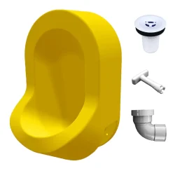 Urinoir sans eau mural Ti'Pi avec kit valve et manchon droit - Polyéthylène - Jaune