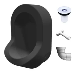 Urinoir sans eau mural Ti'Pi avec kit valve et manchon droit - Polyéthylène - Noir