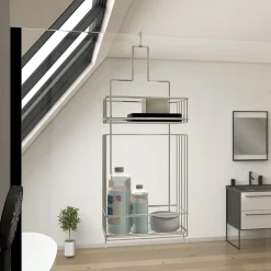 Valet Etagères de douche Chrome 2 Paniers - 20x10x50 cm - LOU