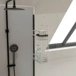Valet Etagères de douche Chrome 2 Paniers - 20x10x50 cm - LOU
