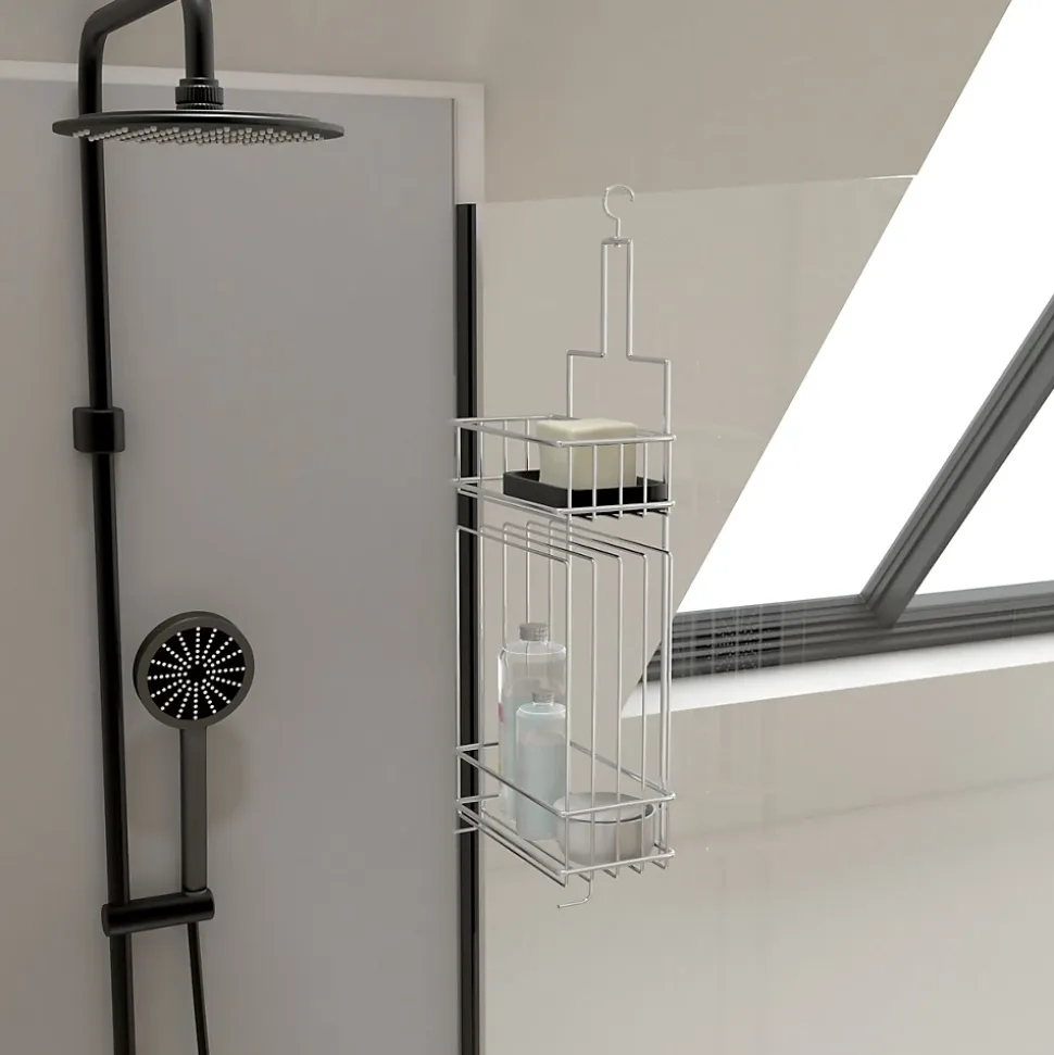 Valet Etagères de douche Chrome 2 Paniers - 20x10x50 cm - LOU