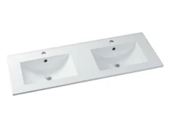 Vasque à encastrer blanche rectangle en céramique - 122 x 46,5 cm - MOTIAC