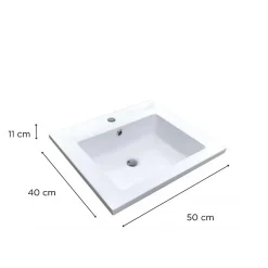 Vasque à encastrer rectangulaire en résine blanche 50x40cm