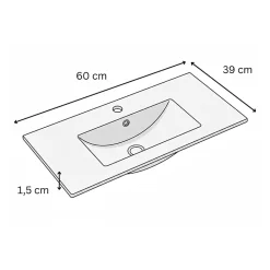 Vasque à encastrer rectangulaire - 60 x 39 cm - Blanc brillant - AUREA