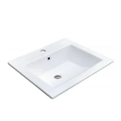 Vasque à encastrer rectangle en céramique blanche 50x43cm