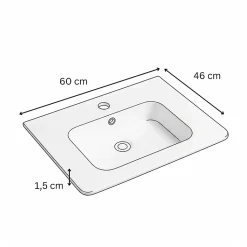 Vasque à encastrer rectangulaire - 60 x 46 cm - Blanc brillant - ORIS