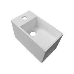 Vasque / Lavabo mural rectangulaire Fonte minérale 33x18x20,5cm Blanc mat, rangement intégré - PB2046