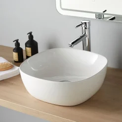 Vasque à poser 40.5 cm- blanc brillant en céramique - Vienne