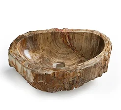 Vasque à poser / lavabo en pierre naturelle coloris brun - Longueur 45 x Hauteur 15 x Profondeur 40 cm