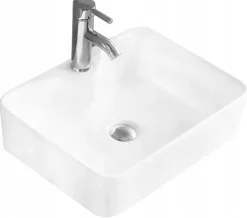 Vasque à poser carré, céramique 49x38x13 cm Blanc