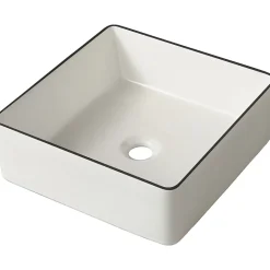 Vasque à poser carrée avec liseré noir - 38.5x38.5cm - Cadia