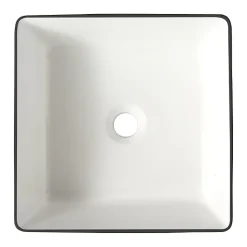Vasque à poser carrée avec liseré noir - 38.5x38.5cm - Cadia