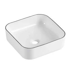 Vasque à poser carrée céramique blanc et noir Kala