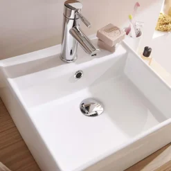 Vasque à poser carrée en céramique blanche 38cm