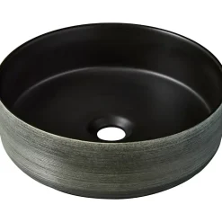 Vasque à poser céramique ronde Asina - 36cm - Décor vert noir mat