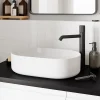 Vasque à poser en céramique l.48 x H.12,5 x P.30 cm, blanc brillant, GoodHome Levanna
