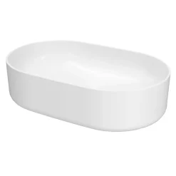 Vasque à poser en céramique l.48 x H.12,5 x P.30 cm, blanc brillant, GoodHome Levanna