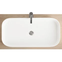 Vasque à poser en céramique l.75 x H.13 x P.39 cm, blanc mat, Homesight Josy