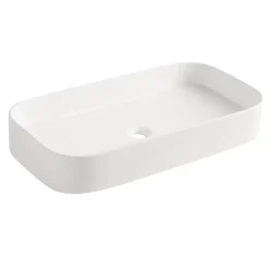 Vasque à poser en céramique l.75 x H.13 x P.39 cm, blanc mat, Homesight Josy