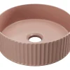 Vasque à poser en céramique striée ronde - Rose mat - 36 cm - PEDARA