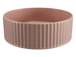 Vasque à poser en céramique striée ronde - Rose mat - 36 cm - PEDARA