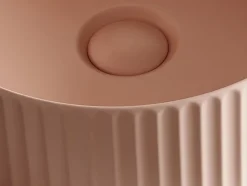 Vasque à poser en céramique striée ronde - Rose mat - 36 cm - PEDARA