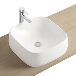 Vasque à poser en céramique l.39 x H.14,5 x P.39 cm, blanc brillant, Homesight Squircle