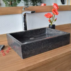 Vasque à poser en marbre noir, Coreal