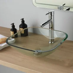 Vasque à poser en verre carrée 42 x 42