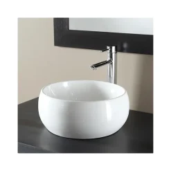Vasque à poser forme bol en porcelaine blanche
