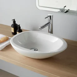 Vasque à poser galet en céramique blanche - Galet