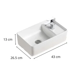 Vasque à poser ou à suspendre rectangle en céramique 43x26,5cm