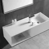 Vasque à poser ou vasque murale 110x40x30cm en fonte minérale avec espace de rangement - Blanc - TWG36