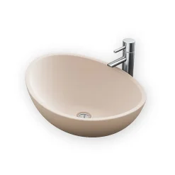 Vasque à Poser Ovale - 42 cm - en Solid Surface - Beige Rosé - Ovéa