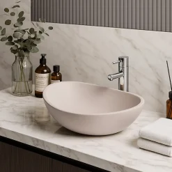 Vasque à Poser Ovale - 42 cm - en Solid Surface - Beige Rosé - Ovéa