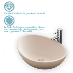 Vasque à Poser Ovale - 42 cm - en Solid Surface - Beige Rosé - Ovéa