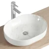 Vasque à poser ovale céramique imitation marbre blanc Lou