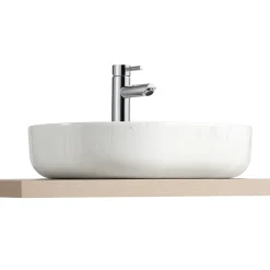 Vasque à poser ovale céramique imitation marbre blanc Lou