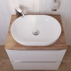 Vasque à poser ovale céramique blanc brillant GoodHome Cavally