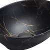 Vasque à poser ovale, céramique 40,5x33x14 cm Marbre noir/doré