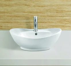 Vasque à poser ovale, céramique 59x40x20 cm Blanc